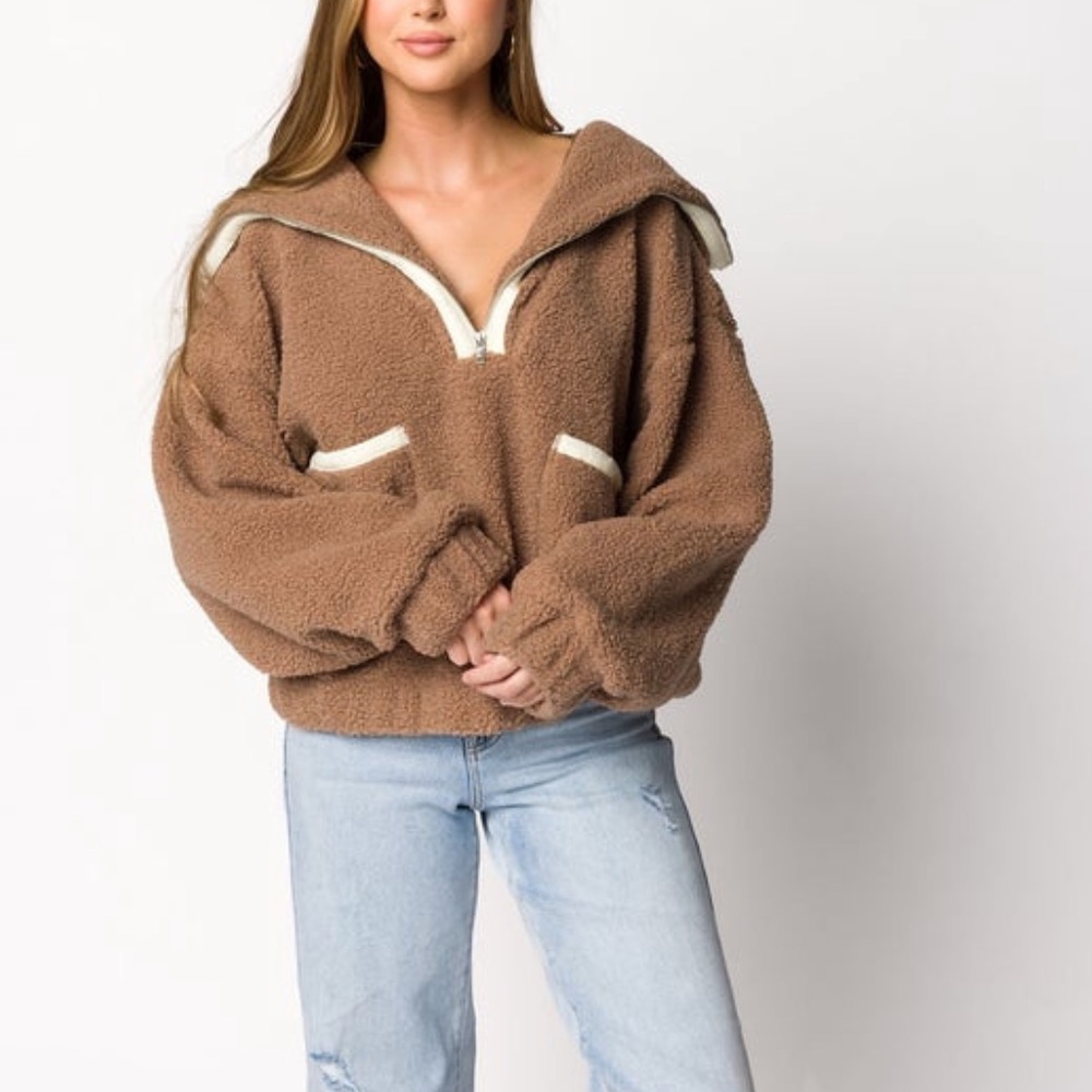 Promesa Brown Teddy Jacket Plush Cozy Outerwear